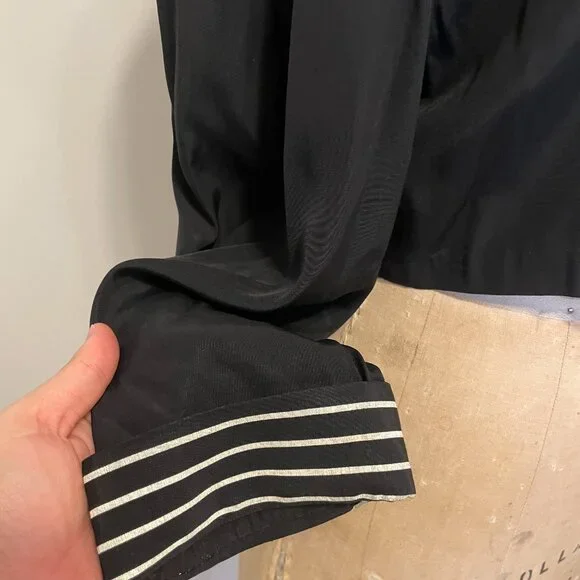 Vintage 1950 Black White Bolero Crop Top Vamp Rockabilly Sexy Short Blouse Small - Picture 3 of 14